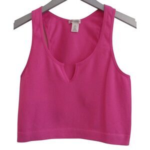 Bozzolo Pink Ribbed Crop‎ Tank Top M/L